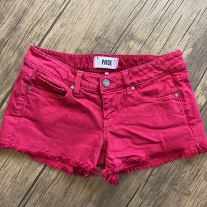 Paige red denim shorts 25